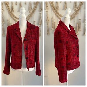 Coldwater Creek burgundy chenille blazer jacket red coat Valentine’s Day size 8